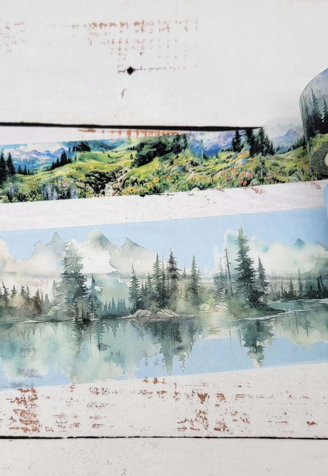 Serenity Fair Mountain Woodland washi Sticker Tapes for scrapbooks, journals, Crafts, Decorating Extra Long 10 metre / 33 feet per roll