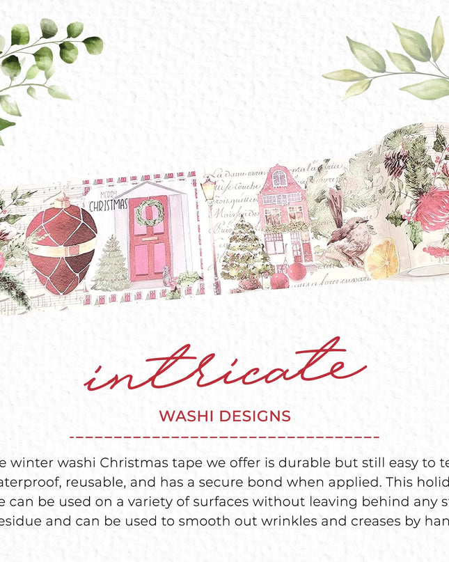 Vintage Christmas Holiday Washi Sticker Tape -extra wide tape