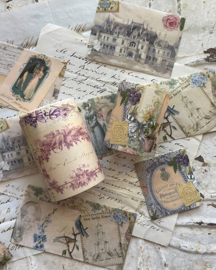 Jane Austen Regency era botanical gardens wide washi sticker tape for journals, scrapbooks, planners, decoupage, wall decor, crafts, and gifts