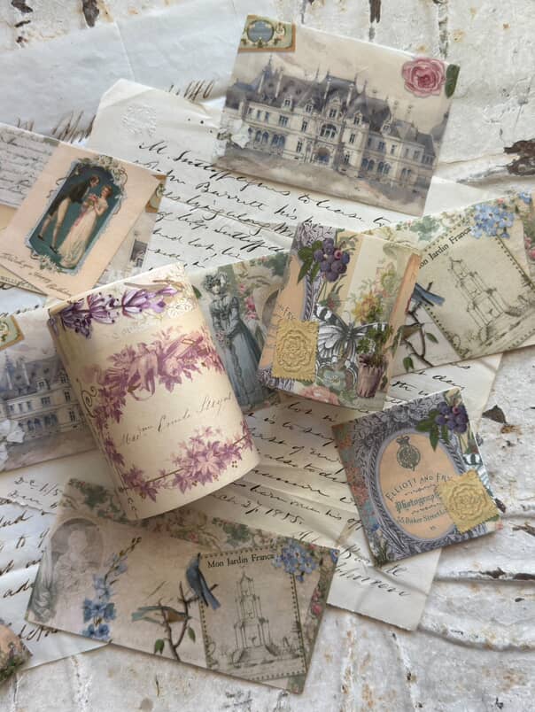 Jane Austen Regency era botanical gardens wide washi sticker tape for journals, scrapbooks, planners, decoupage, wall decor, crafts, and gifts