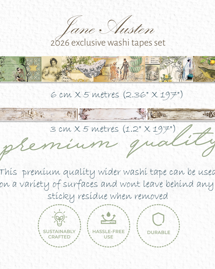 Jane Austen vintage collage washi tapes set. Exclusive for 2026!