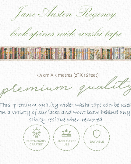 Jane Austen Regency era book spines gold foil washi tape