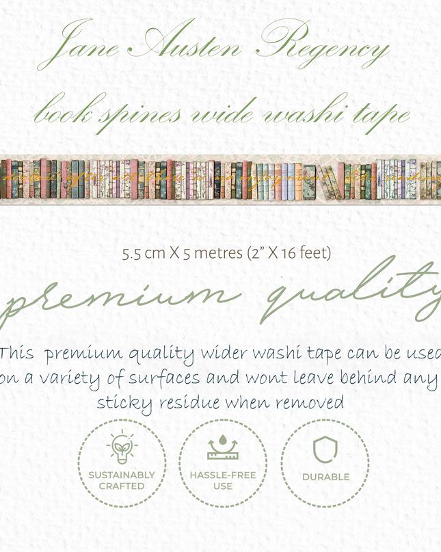 Jane Austen Regency era book spines gold foil washi tape