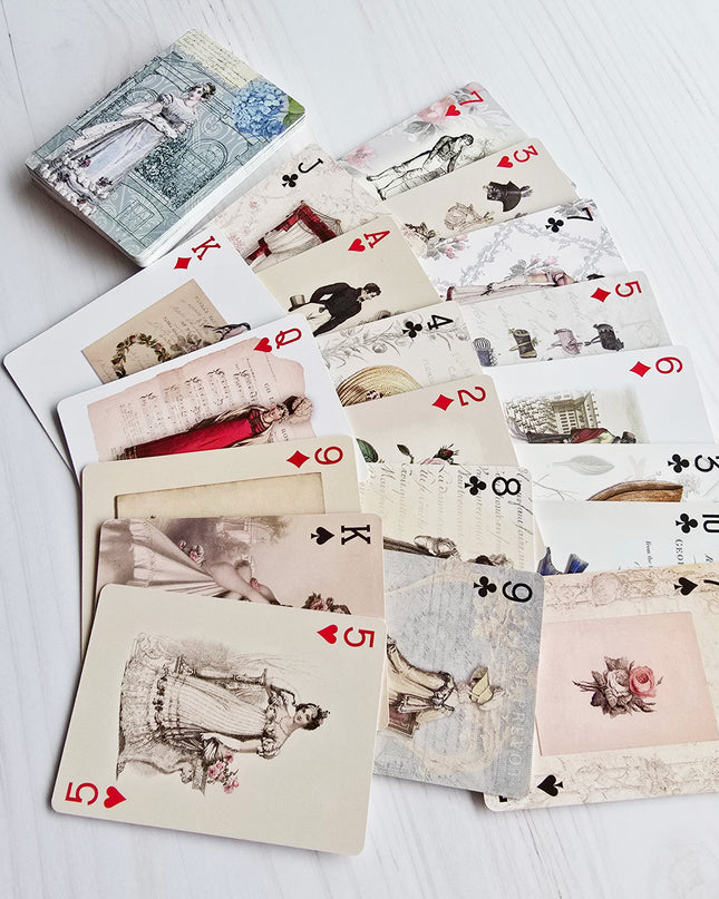 Jane Austen Romantic Historical Playing Cards Deck for Games, Tea Party Decorations, and Crafts