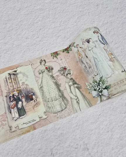 Jane Austen Christmas Romance extra wide washi sticker tape for journals, scrapbooks, gift wrapping and decorating