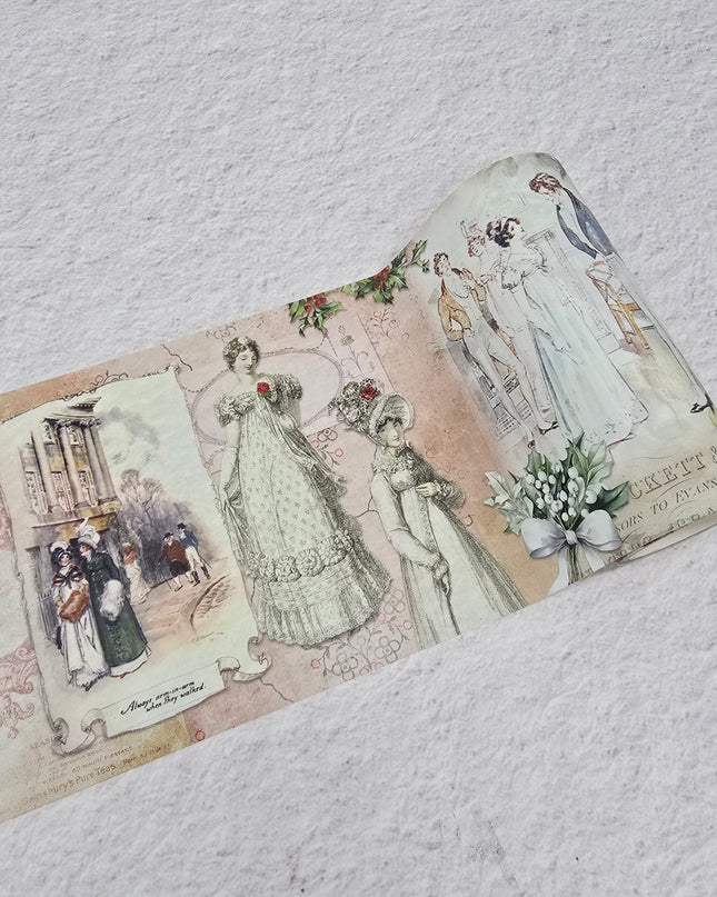 Jane Austen Christmas Romance extra wide washi sticker tape for journals, scrapbooks, gift wrapping and decorating