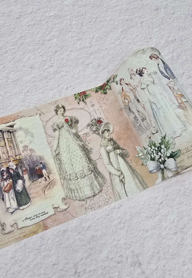 Jane Austen Christmas Romance extra wide washi sticker tape for journals, scrapbooks, gift wrapping and decorating