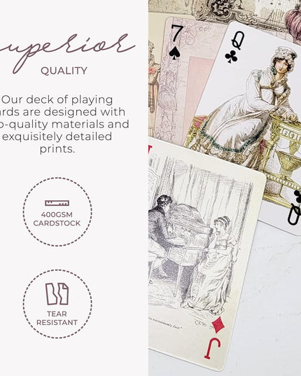 Jane Austen Romantic Historical Playing Cards Deck for Games, Tea Party Decorations, and Crafts