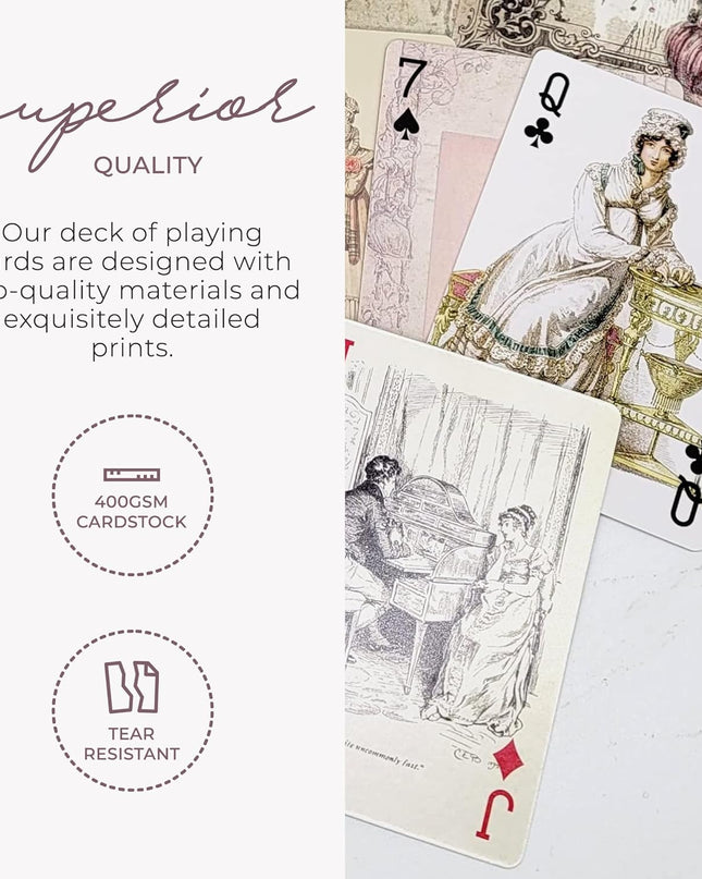 Jane Austen Romantic Historical Playing Cards Deck for Games, Tea Party Decorations, and Crafts