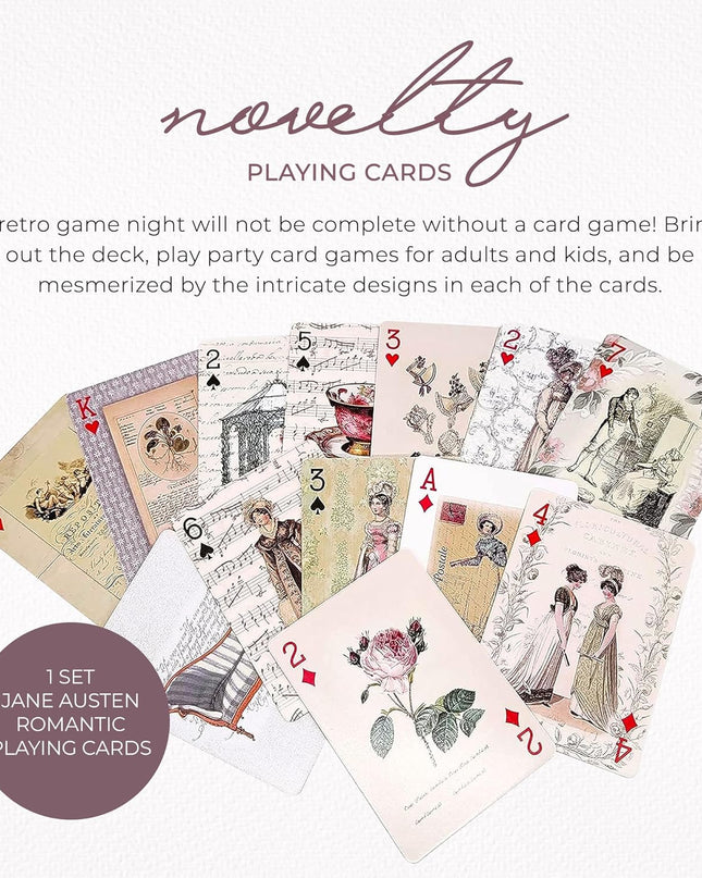 Jane Austen Romantic Historical Playing Cards Deck for Games, Tea Party Decorations, and Crafts