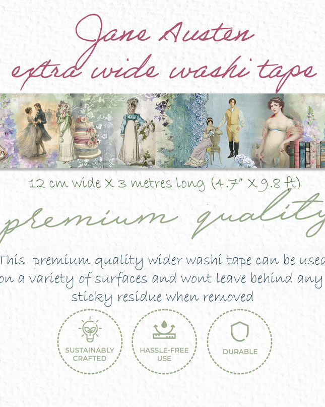 Jane Austen season of romance theme extra wide washi tape