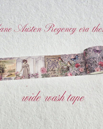 Jane Austen Lavender Garden Washi Tape – 5 cm Wide, Extra Long (10 Meters)