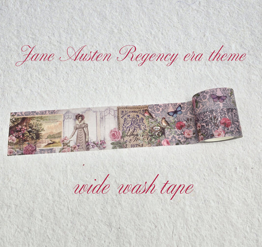 Jane Austen Lavender Garden Washi Tape – 5 cm Wide, Extra Long (10 Meters)