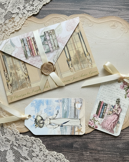 🌸Jane Austen Regency theme printable envelope & tags template