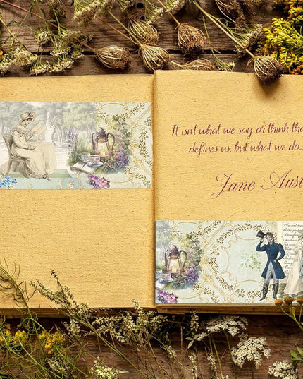 Jane Austen Lavender Garden Washi Tape – 5 cm Wide, Extra Long (10 Meters)