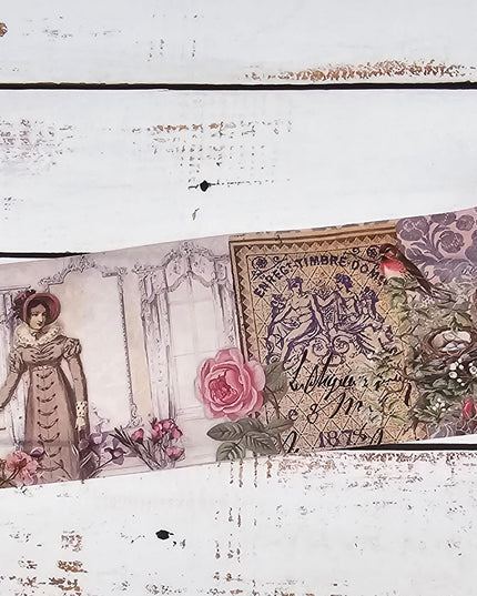 Jane Austen Lavender Garden Washi Tape – 5 cm Wide, Extra Long (10 Meters)