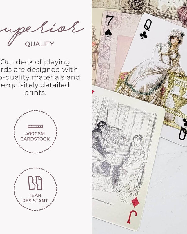Jane Austen Romantic Historical Playing Cards Deck for Games, Tea Party Decorations, and Crafts