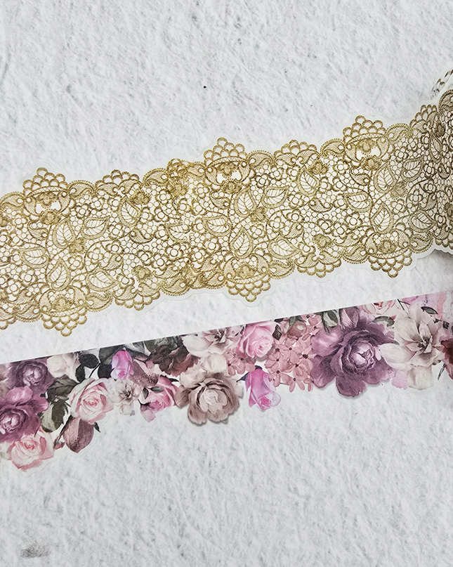 Lace & Roses laser cut edge washi tapes set for scrapbooks, journals, decorating, crafts