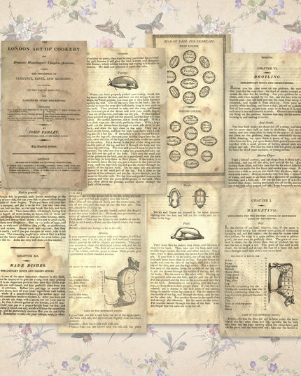 📃The London Art of Cookery by John Farley 1811 - Jane Austen Regency era cook book pages for scrapbooking and journaling