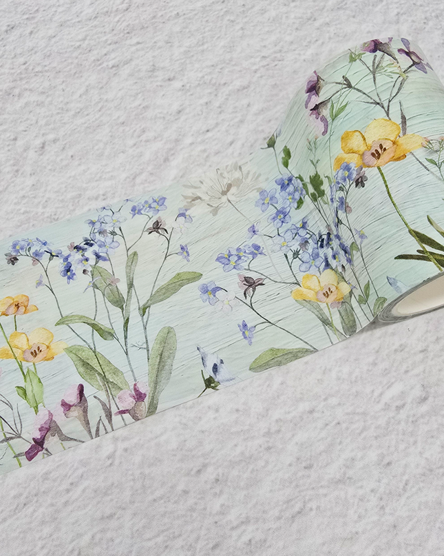Ruban washi extra large de fleurs sauvages des prés pour les albums, les journaux, la décoration et l'artisanat fait à la main