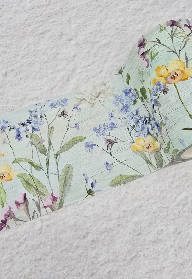 Ruban washi extra large de fleurs sauvages des prés pour les albums, les journaux, la décoration et l'artisanat fait à la main