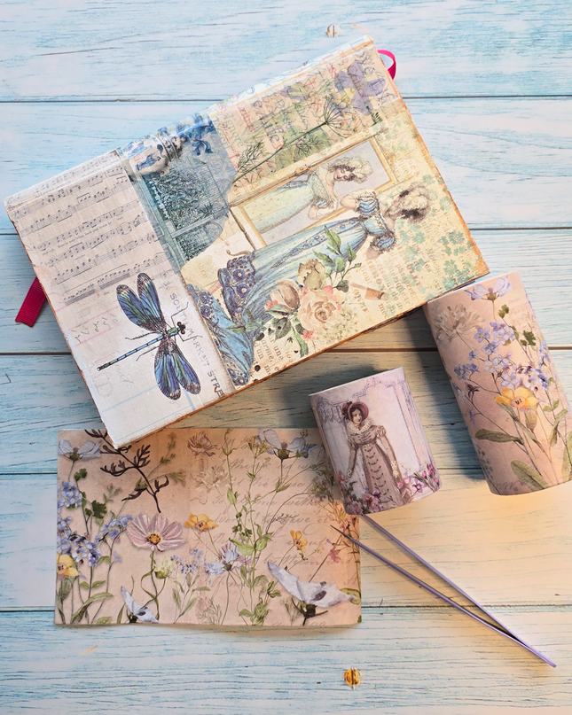 Ruban washi extra large de fleurs sauvages des prés pour les albums, les journaux, la décoration et l'artisanat fait à la main