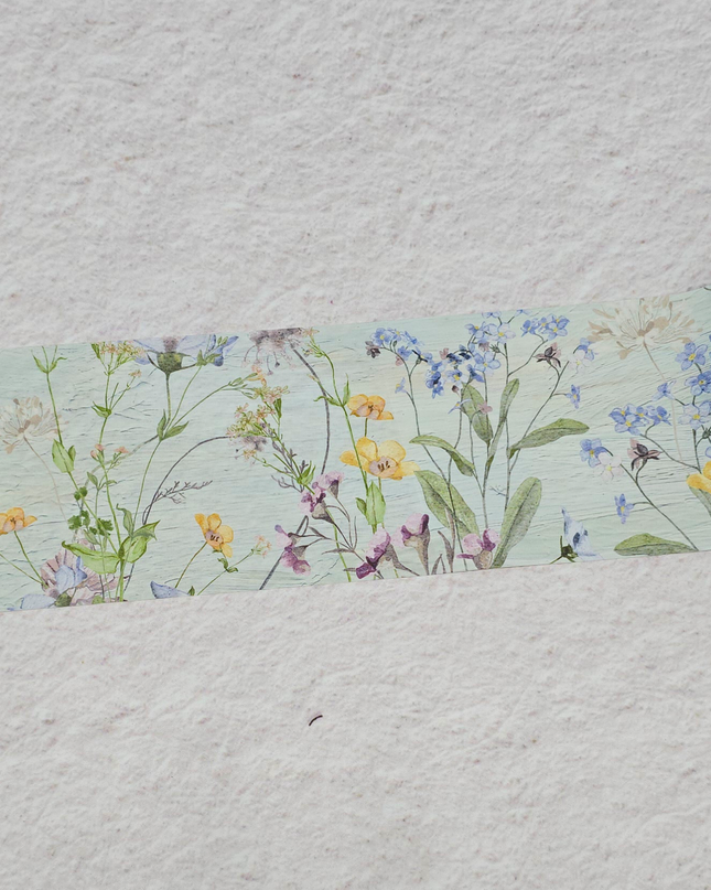 Ruban washi extra large de fleurs sauvages des prés pour les albums, les journaux, la décoration et l'artisanat fait à la main
