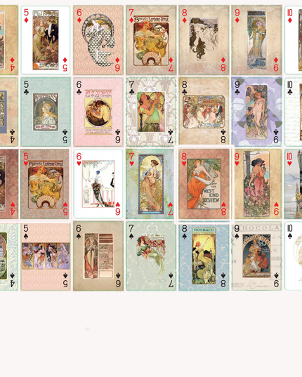 Art Nouveau Poker Cards, 54 Vintage Playing Cards with Illustrations from artist,  Alphonse Mucha