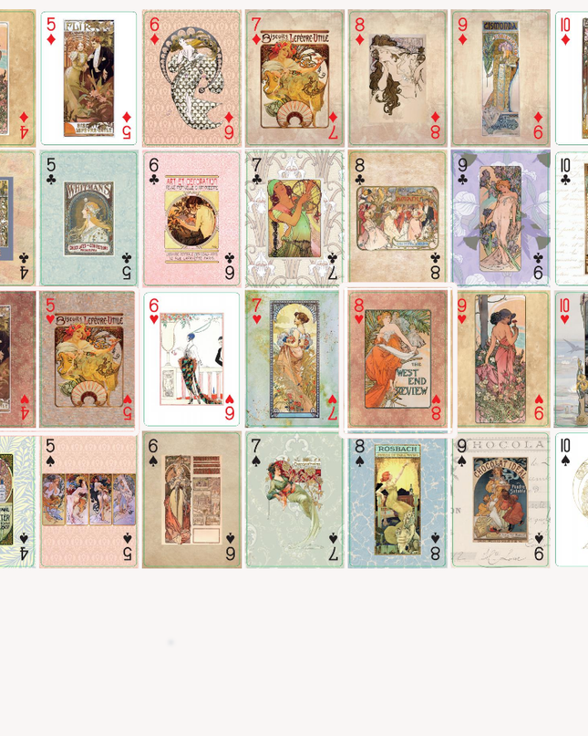 Art Nouveau Poker Cards, 54 Vintage Playing Cards with Illustrations from artist,  Alphonse Mucha