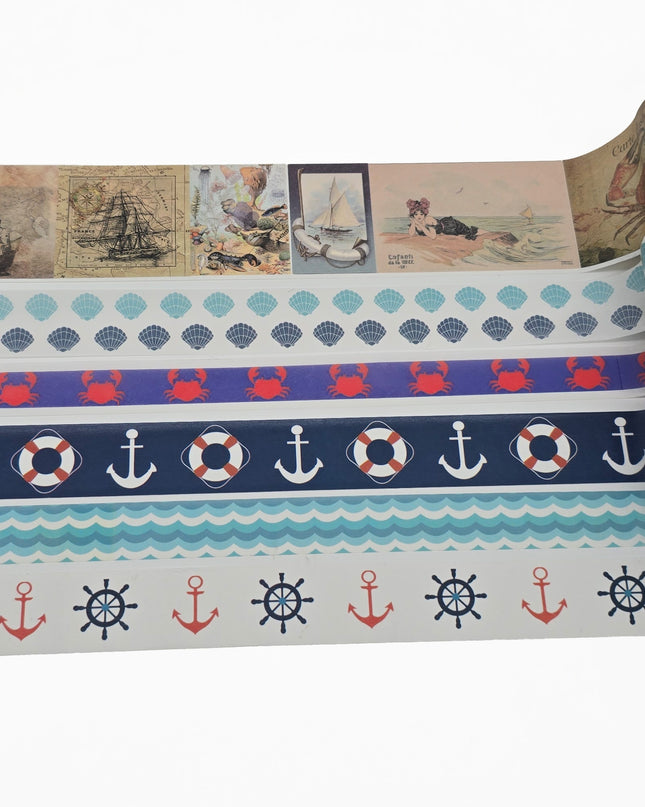 Nautical Sea Theme Washi Tape Set - 5 Rolls Sailboat & Anchor Masking Tape