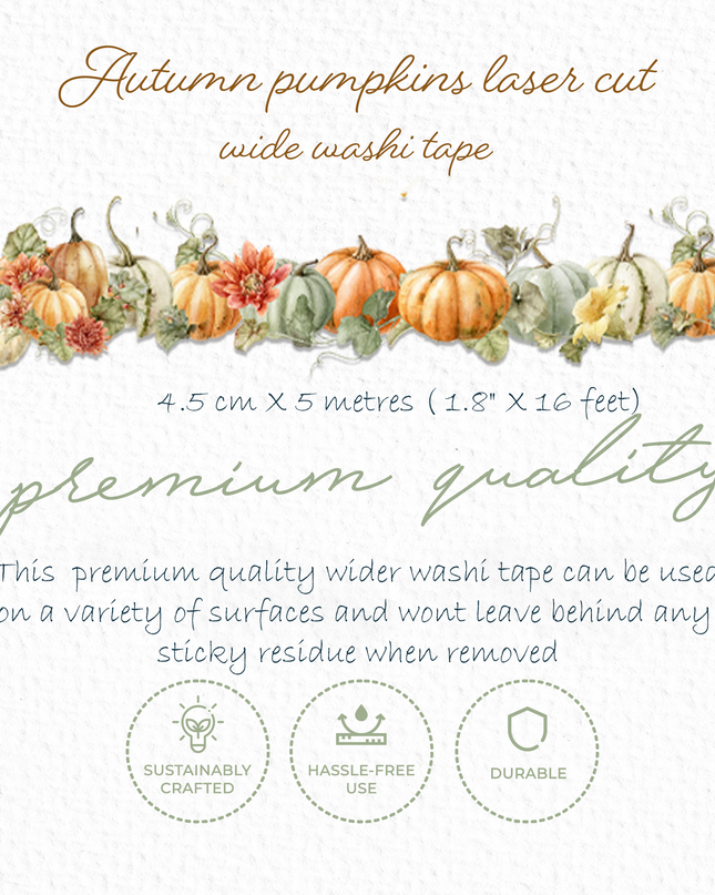 Autumn pumpkins laser cut wide washi sticker tape