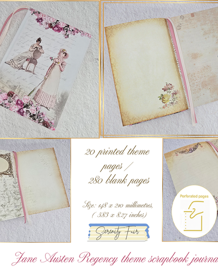 Jane Austen Regency theme blank scrapbook journal. A beautiful gift idea!