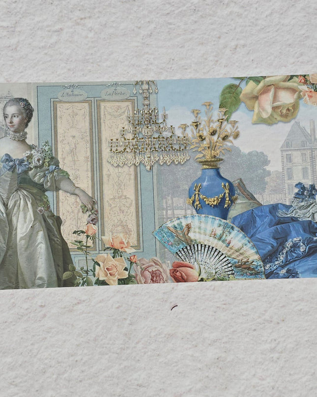 French  Rococo late 1700s theme wide washi sticker tape for journals, scrapbooks, planners, decoupage, wall decor and crafts