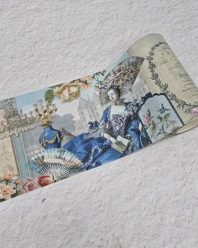 French  Rococo late 1700s theme wide washi sticker tape for journals, scrapbooks, planners, decoupage, wall decor and crafts