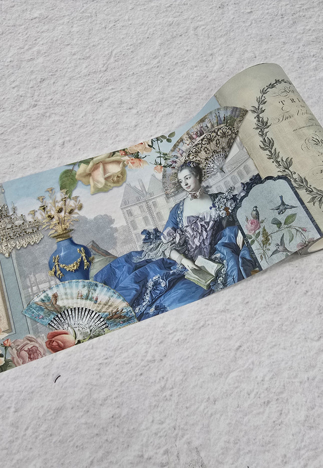 French  Rococo late 1700s theme wide washi sticker tape for journals, scrapbooks, planners, decoupage, wall decor and crafts