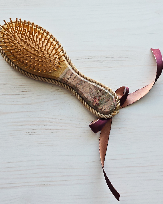 Alice in Wonderland whimsical handmade decoupage hairbrush - one of a kind gift !