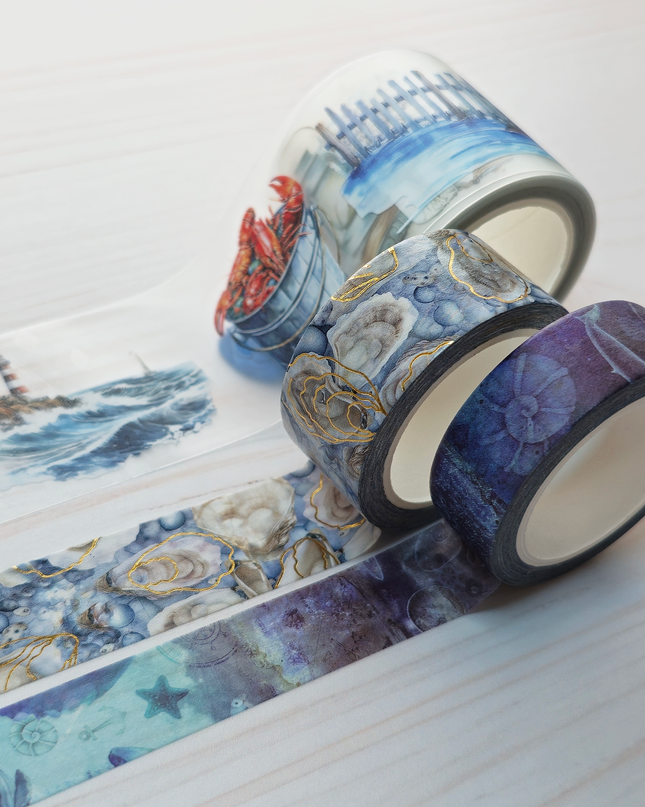 Sea coastal theme PET,/ glitter washi tapes set for scrapbooking, crafts, DIY and decorating (Copy)