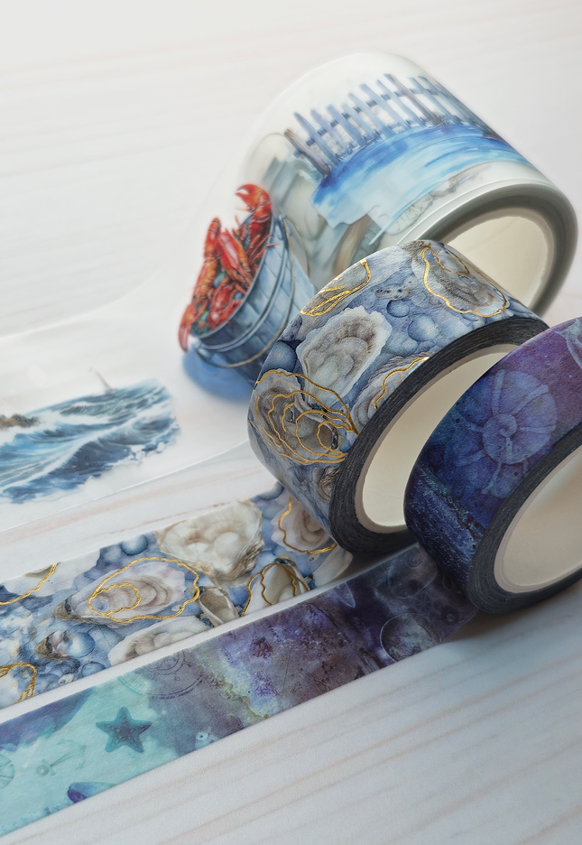Sea coastal theme PET,/ glitter washi tapes set for scrapbooking, crafts, DIY and decorating (Copy)
