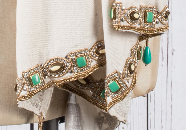 Silk Cashmere Regency style embellished shawl