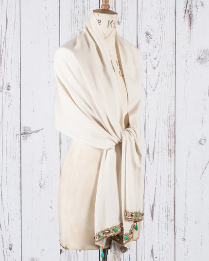 Silk Cashmere Regency style embellished shawl