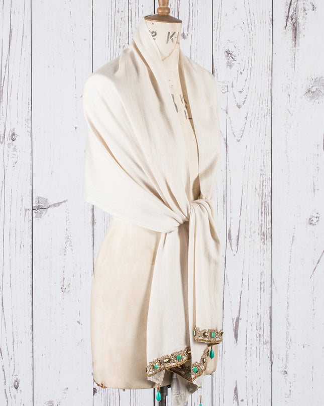 Silk Cashmere Regency style embellished shawl