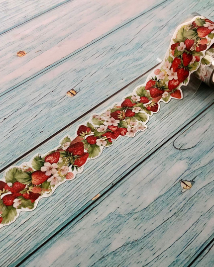 Summer strawberries laser cut washi tape. Set of 2 rolls