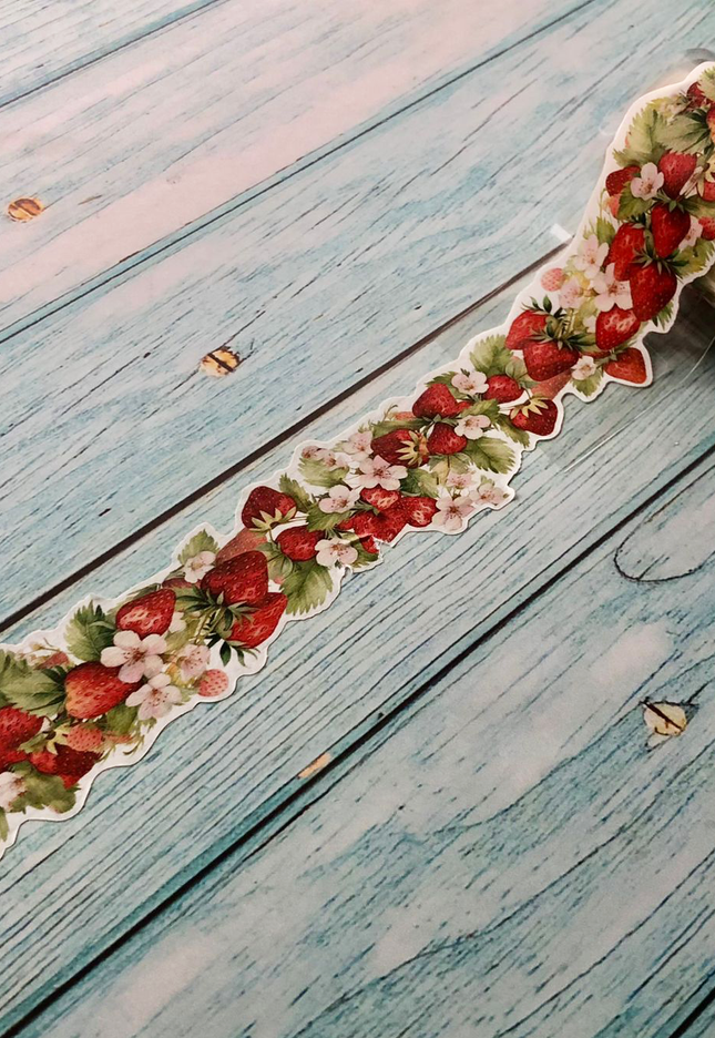 Summer strawberries laser cut washi tape. Set of 2 rolls
