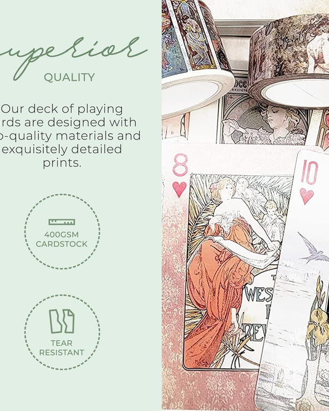 Art Nouveau Poker Cards, 54 Vintage Playing Cards with Illustrations from artist,  Alphonse Mucha