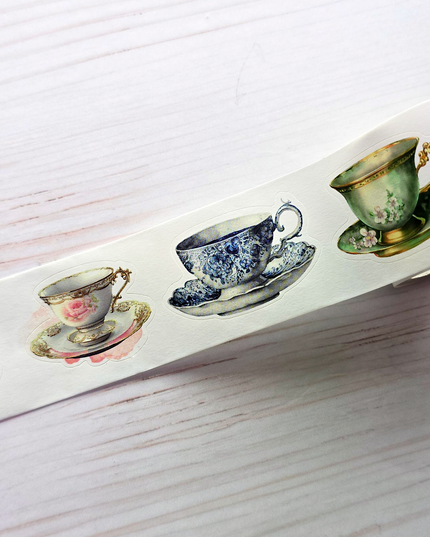 Tea cups laser die cut washi stickers