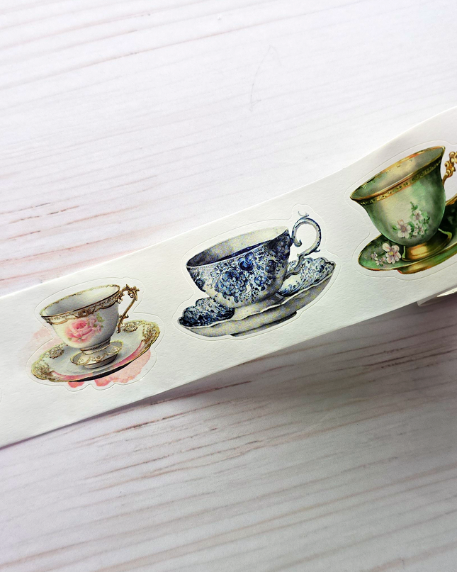 Tea cups laser die cut washi stickers
