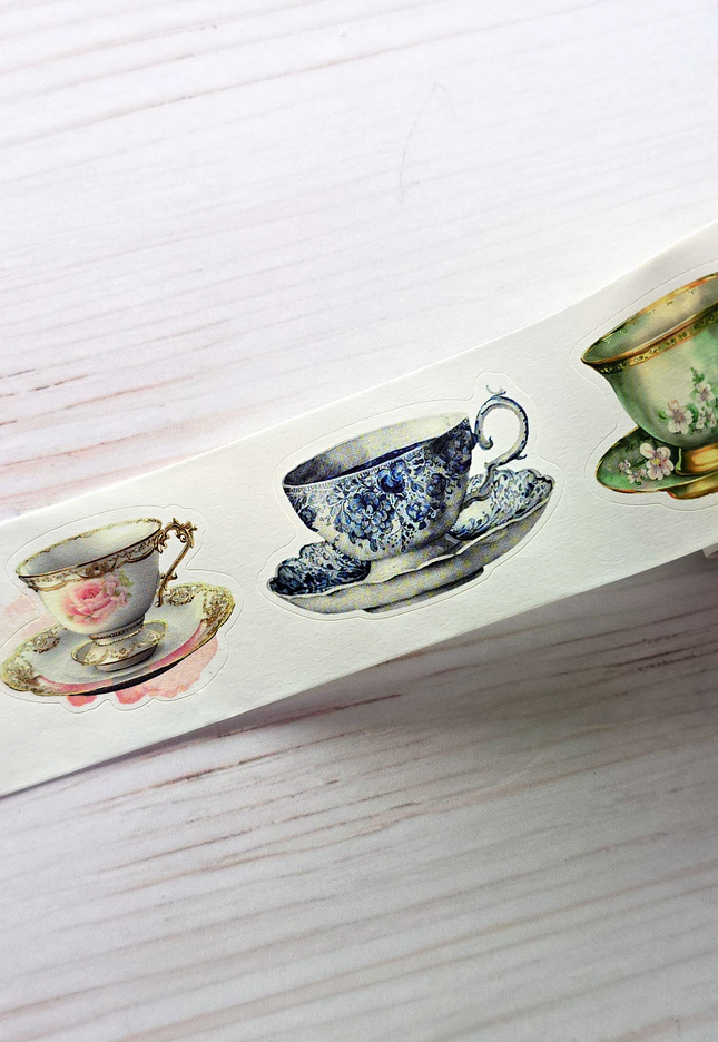 Tea cups laser die cut washi stickers