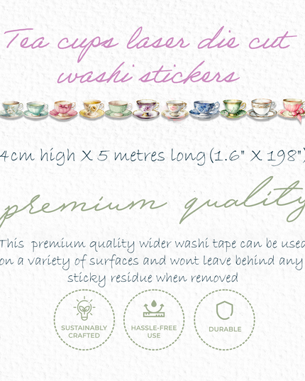 Tea cups laser die cut washi stickers