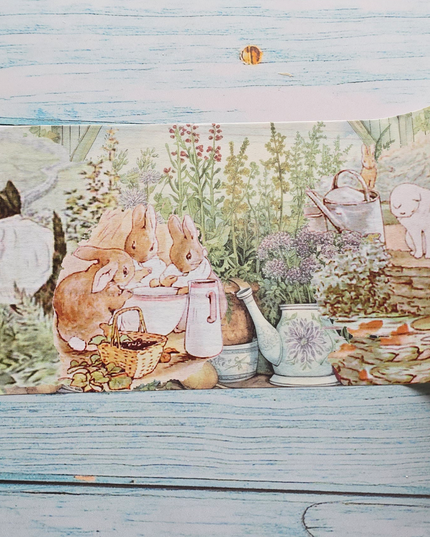 Vintage Peter Rabbit and Tom Kitten Washi Sticker Tape | 4-Inch Extra Wide Decorative Tape for Journals, DIY, and Home Decor
