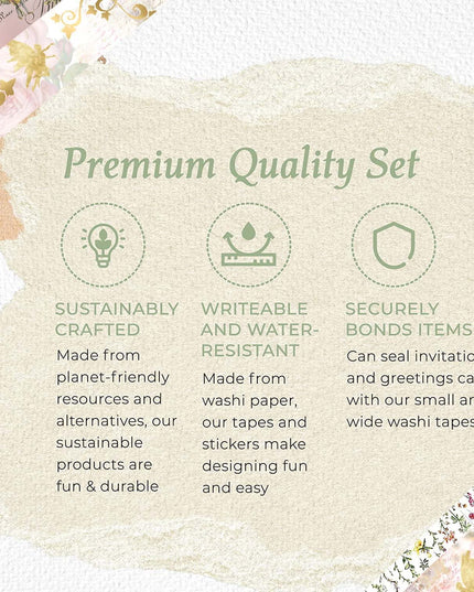 Glitter hearts washi tapes set with gold foil. Set of 7 extra long rolls